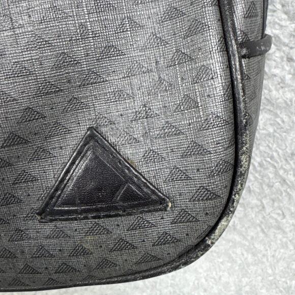 Vintage 80’s Liz Claiborne Signature Purse Crossbody Gray Black Monogram PVC - Picture 7 of 11